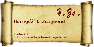 Hornyák Zsigmond névjegykártya